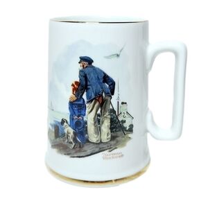 Vintage 1985 Norman Rockwell Museum Looking Out to Sea Ship Coffee Cup Mug
